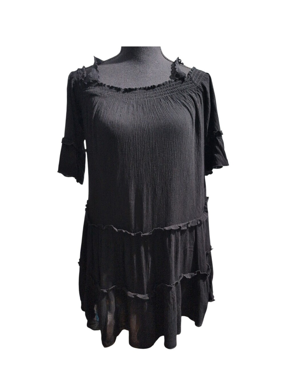 Forever 21 Black Off-Shoulder Tiered Mini with Straps